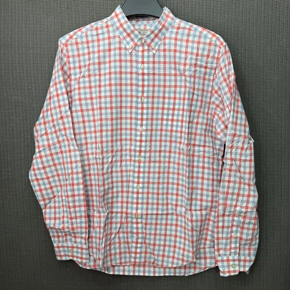 J.Crew Mens Size L Red/Blue Check Pattern Lightweight Long Sleeve Cotton Shirt - Picture 1 of 8
